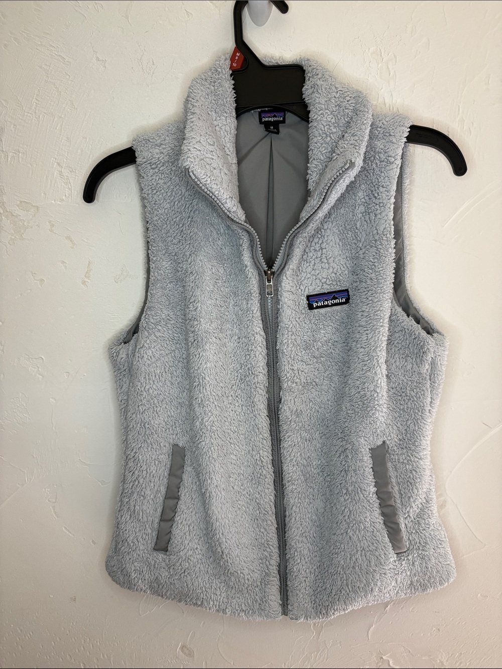 Patagonia Light Gray Fleece Vest with Logo - Picture 1 of 9